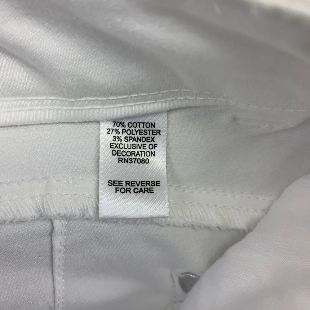 Contemporary Denim Pants Womens 16 White Capri‎ Mid-Rise Straight Leg Stretch